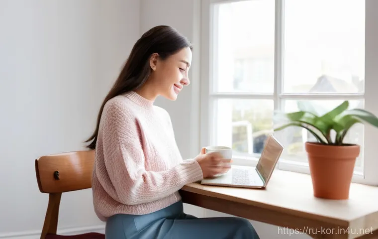 국어 작문 스타일 분석 - **Prompt:** A young woman (20s-30s, natural, friendly appearance, healthy skin, light makeup) seated...