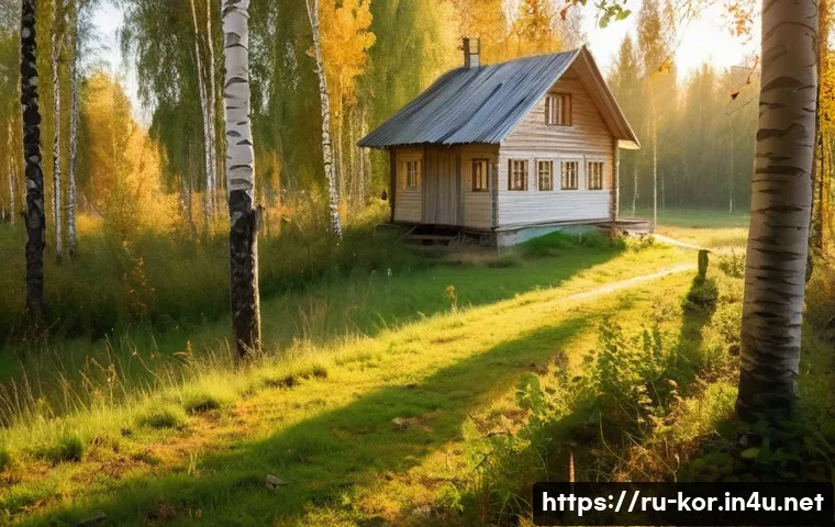 국어 작문에서의 상징과 은유 분석 - A symbolic literary scene set in a classic Russian forest during early autumn, featuring a slender b...