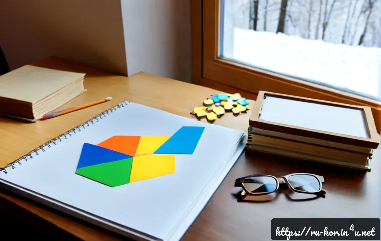 국어와 논리학 개념 정리 - Photorealistic educational desk scene in a Russian apartment study, an open blank workbook beside ne...